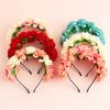 New Bridal Rose Flower Crown Headband Wedding Headpiece Hair Band for Women Artificial Wreaths Garland Bridesmaid Hair Hoop Gift