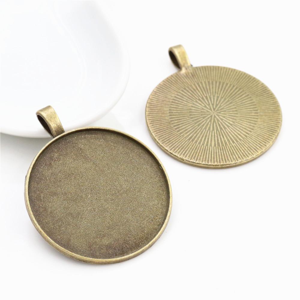 5pcs 35mm Inner Size Bronze Antique Silver Plated Cabochon Blank Base Setting Charms Pendant DIY Jewelry Findings