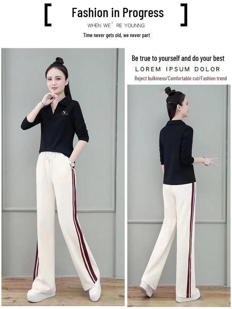 Cross-Border Women's Plus Size Long-Sleeve Polo T-Shirt – Spring, Autumn, and Winter Fashion for Middle-Aged.
