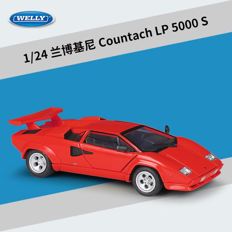 WELLY 1:24 Lamborghini Countach Supercar - Ikonisches Keildesign & Scherentüren, Offiziell lizenziertes Legierungs-Druckguss-Modellauto