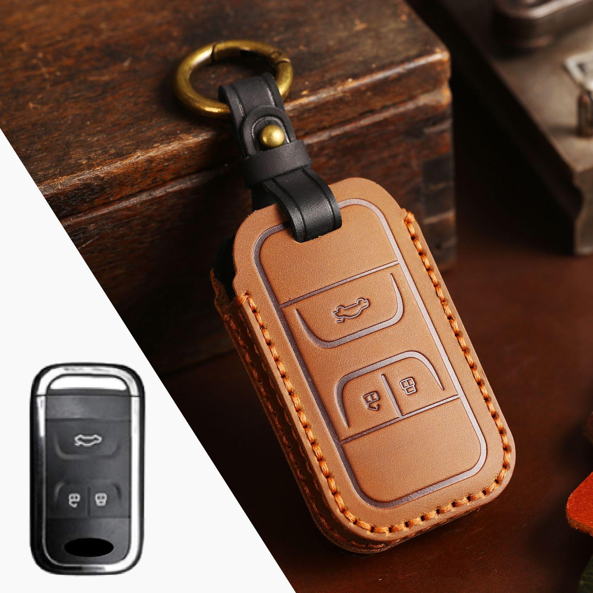 

Applicable To Chery Xingtu Key Case Txl Lingyun Lx Tiggo 3X Genuine Leather 8P Arrizo 5Plus Car Key Case коричневый