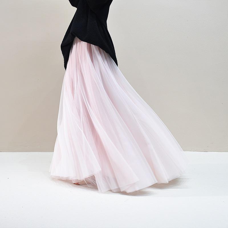 A-line Women's Summer Mesh Gauze Skirt - Fairy Style, Wide Hem, Mid-Length, Slimming Temperament