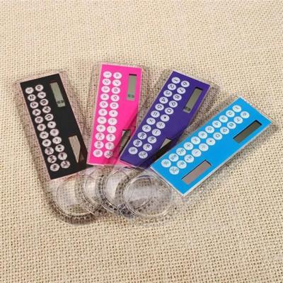 Calculator cu riglă cu lupă Mini Calculator de buzunar transparent Articole de papetărie Jucării matematice Calculator electronic de buzunar pentru școală