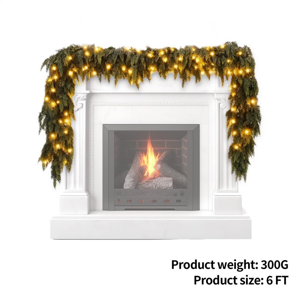 Christmas Garland for Mantle Home Decor with 90 LED Lights 6 Ft Christmas Bendable Garland Decorations for Indoor Outdoor Living