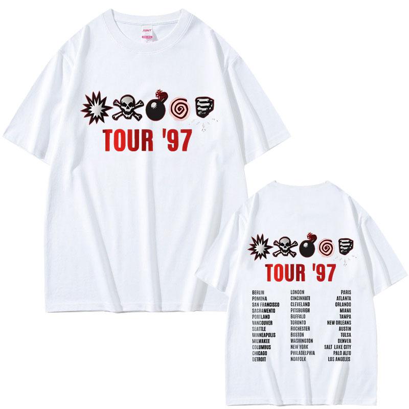 Rock Band Kmfdm Tour 97 Double Sided Printed Tshirt Male Fashion Oversized Tshirt Men Vintage Gothic Punk Streetwear