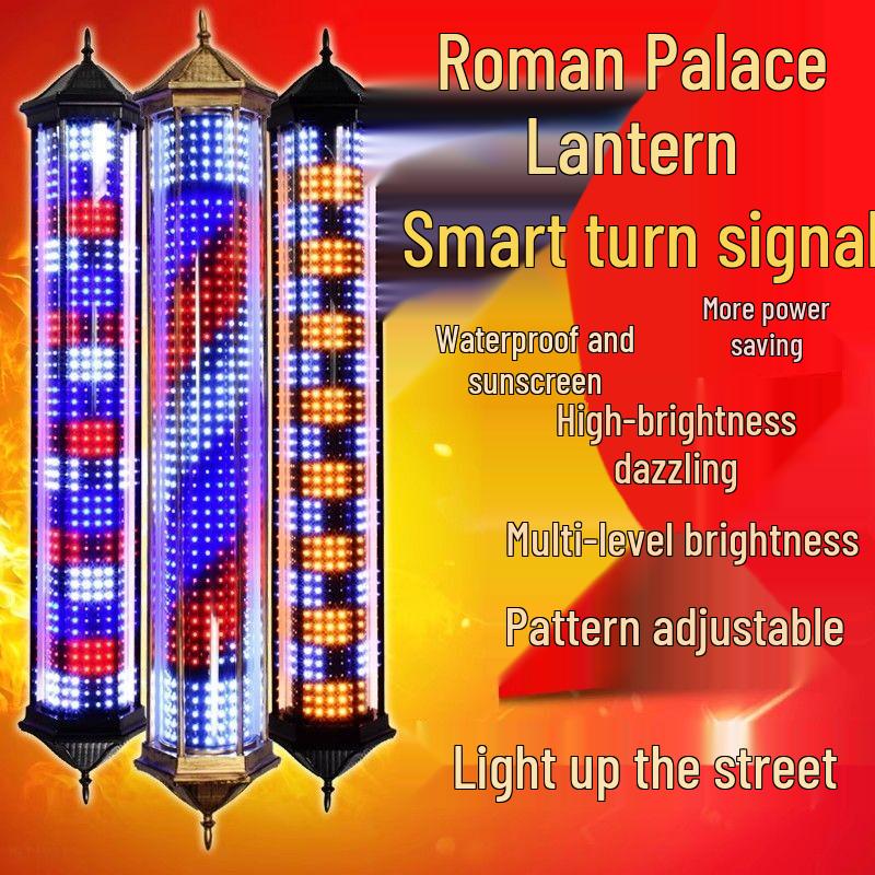 Retro LED frisörstolpe Roterande skyltlampa