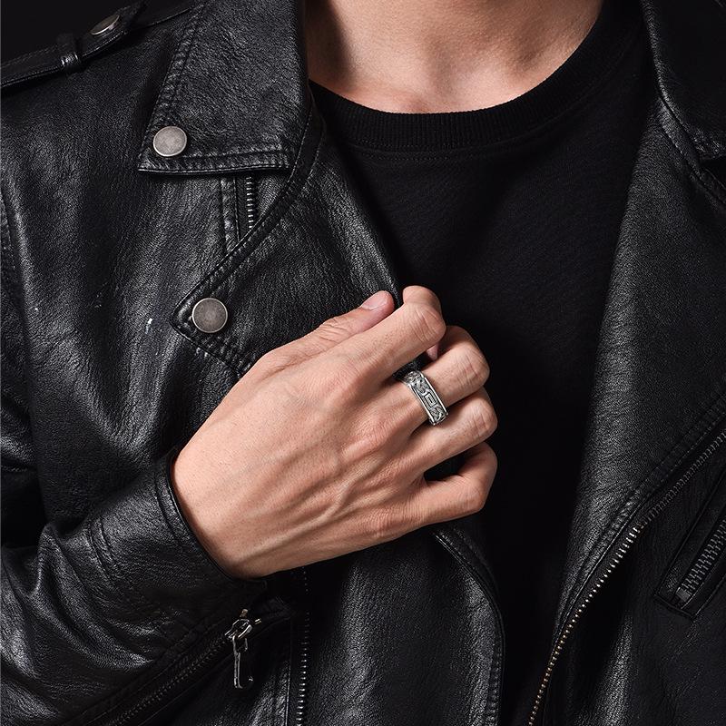Men's INS Design Thai Silver Retro Open Ring - Unique High Street Personality