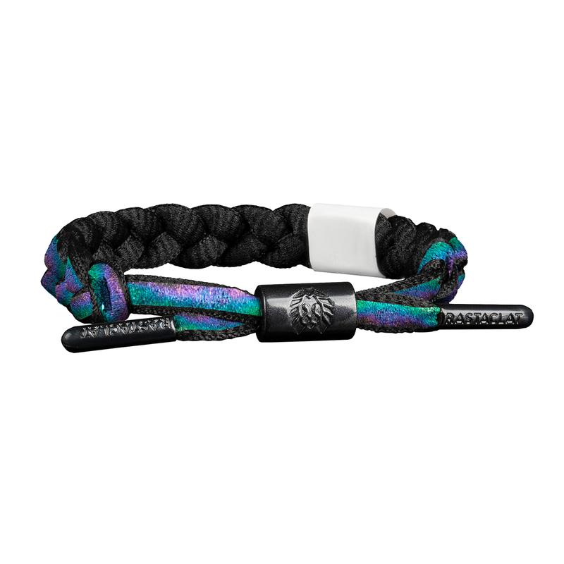Rastaclat Маленький лев голографический лимитированная серия черно-белый голографический радужный отражающий хип-хоп стиль браслет-шнурок маленький лев RC001ARRA2 чёрный