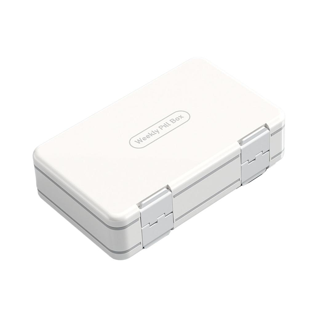 Weekly Medicine Organizer Plastic Large Capacity Portable 7 Day Medicine Case for Home Travel White