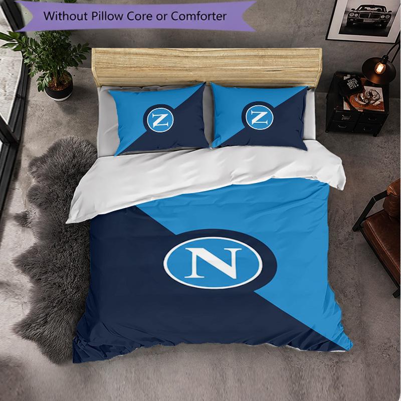 Biancheria da Letto a Tema Napoli FC Set 3 Pezzi Copripiumino Biancheria da Letto Decorativa Per Camera Adolescenti Decorazione Casa
