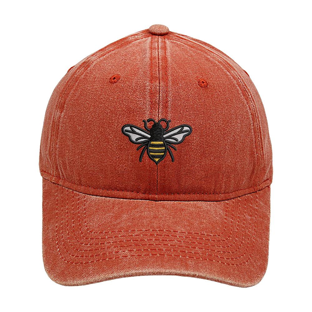 Bee baseball cap cartoon cute embroidery cap European and American retro washed old men's and women's casual hat