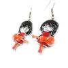 NOA [J1759] - Designer Earrings 'Rockeuse' Red Orange