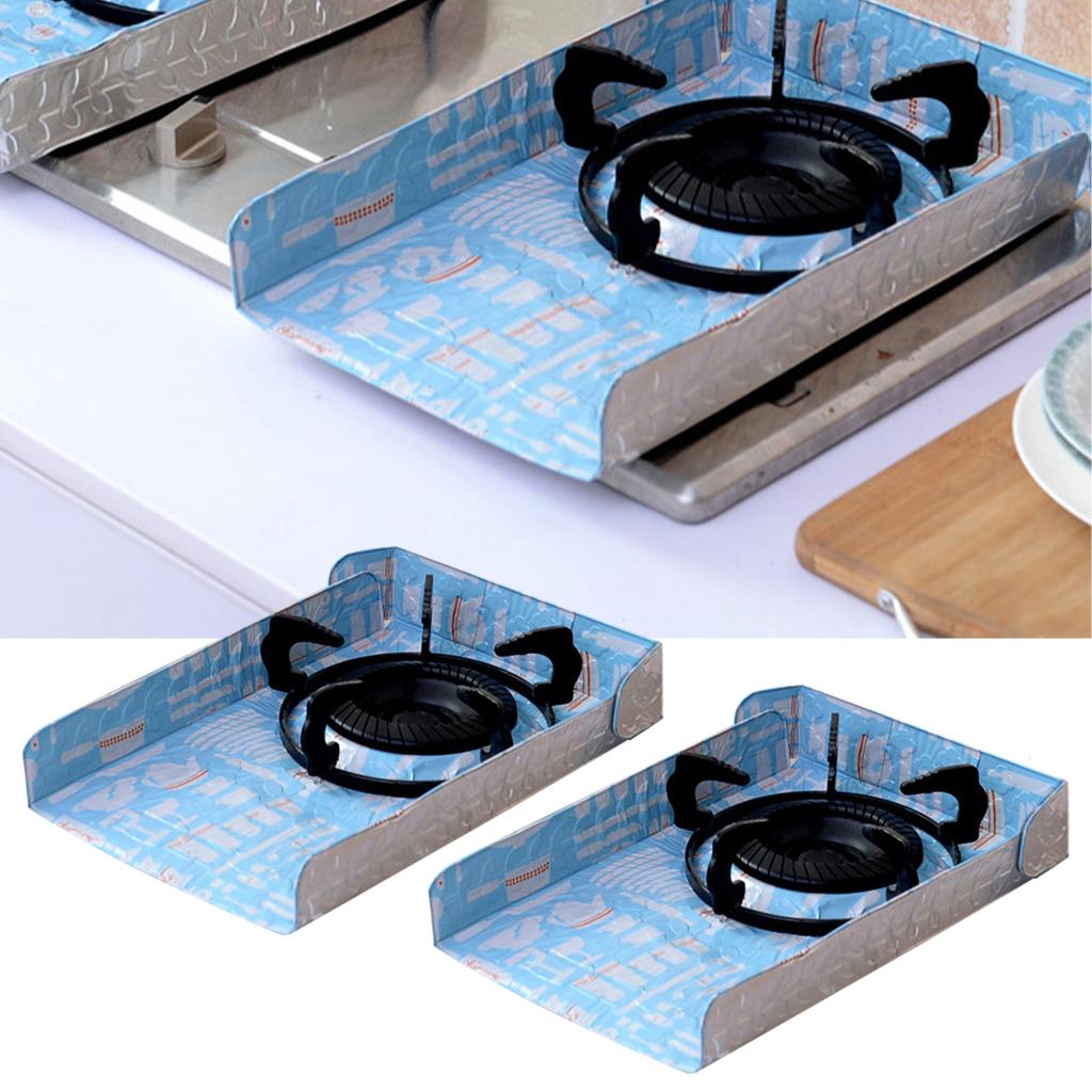 2pcs Kitchen Oil Deflector Aluminum Foil Heat Insulation Oil Proof Grease Splatter Deflector
