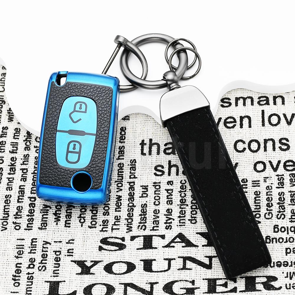 Tpu Leather For Citroen Xsara Berlingo C2 C3 C4 C5 C6 Flip Car Key Case Cover For Peugeot 207 307 308 407 607 807 Protector Fob