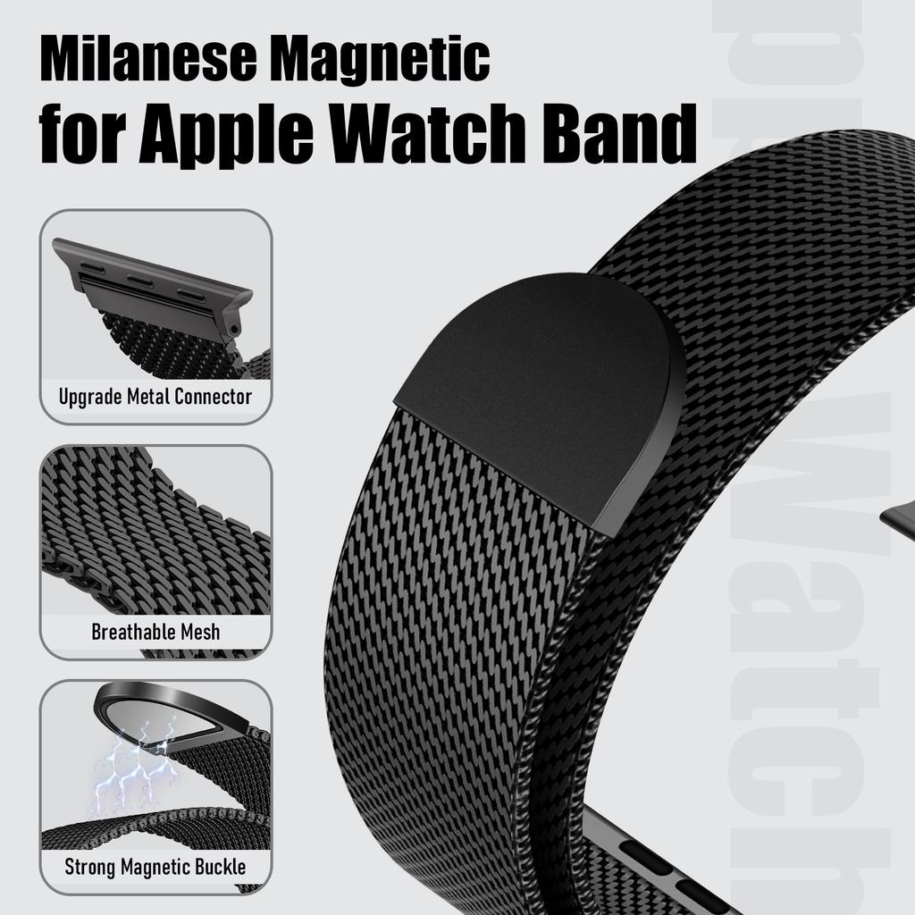 Voor Apple Watch Band Ultra2 3 49mm 45mm 42 46mm 40mm 44mm Milanese Armband iWatch series SE 11 10 9 8 7 Behuizing+Dikke Metalen Band