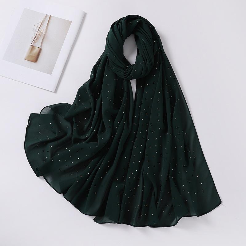 Imitation Pearls Rhinestones Scarves Shawls Women Long Scarf Neckerchief Tudung Bawal Veil Turban Bandana Muslim Hijab Headscarf