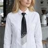 Preppy Pearl Tassel Tie Long Decorative Women Shirt Accessory Elegant Style for School Uniform Work Party