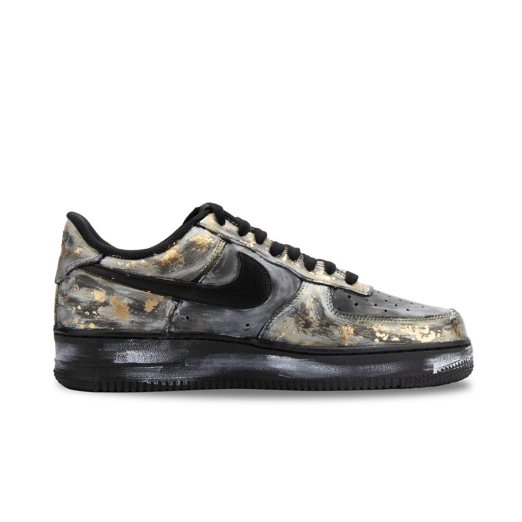 Nike Air Force 1 Skateboard Shoes Unisex Low Top Black/Gold CW2288-001(Team445-)