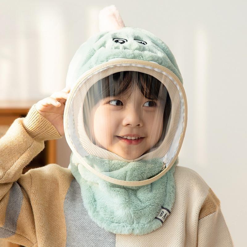 Wintermützen für Damen und Herren mit Masken, winddichte Mützen, Ohrenschützer, Pullover, warme Babyschals, integrierte Mützen