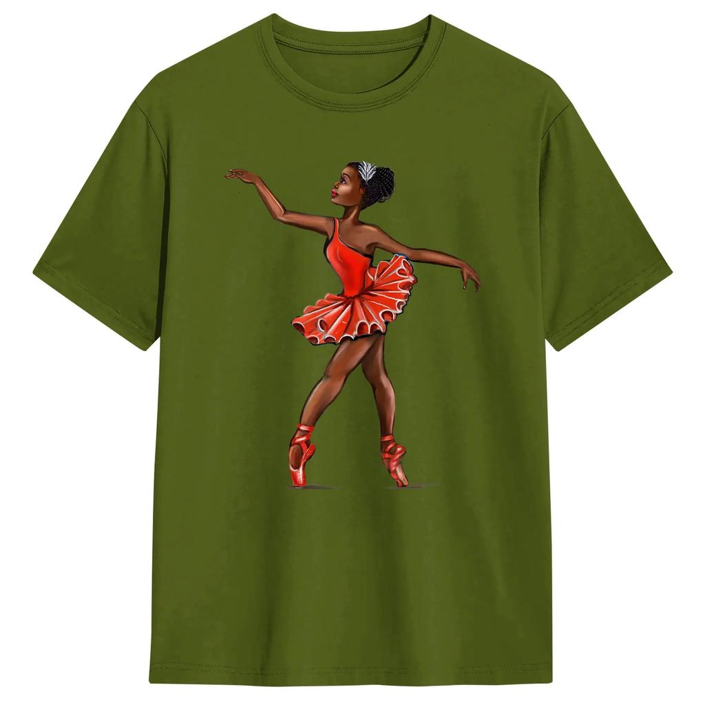 Unisex Tshirts Ballet Black African American Ballerina Awesome Tee Shirt Short Sleeve T Shirt Crewneck Clothing Gift