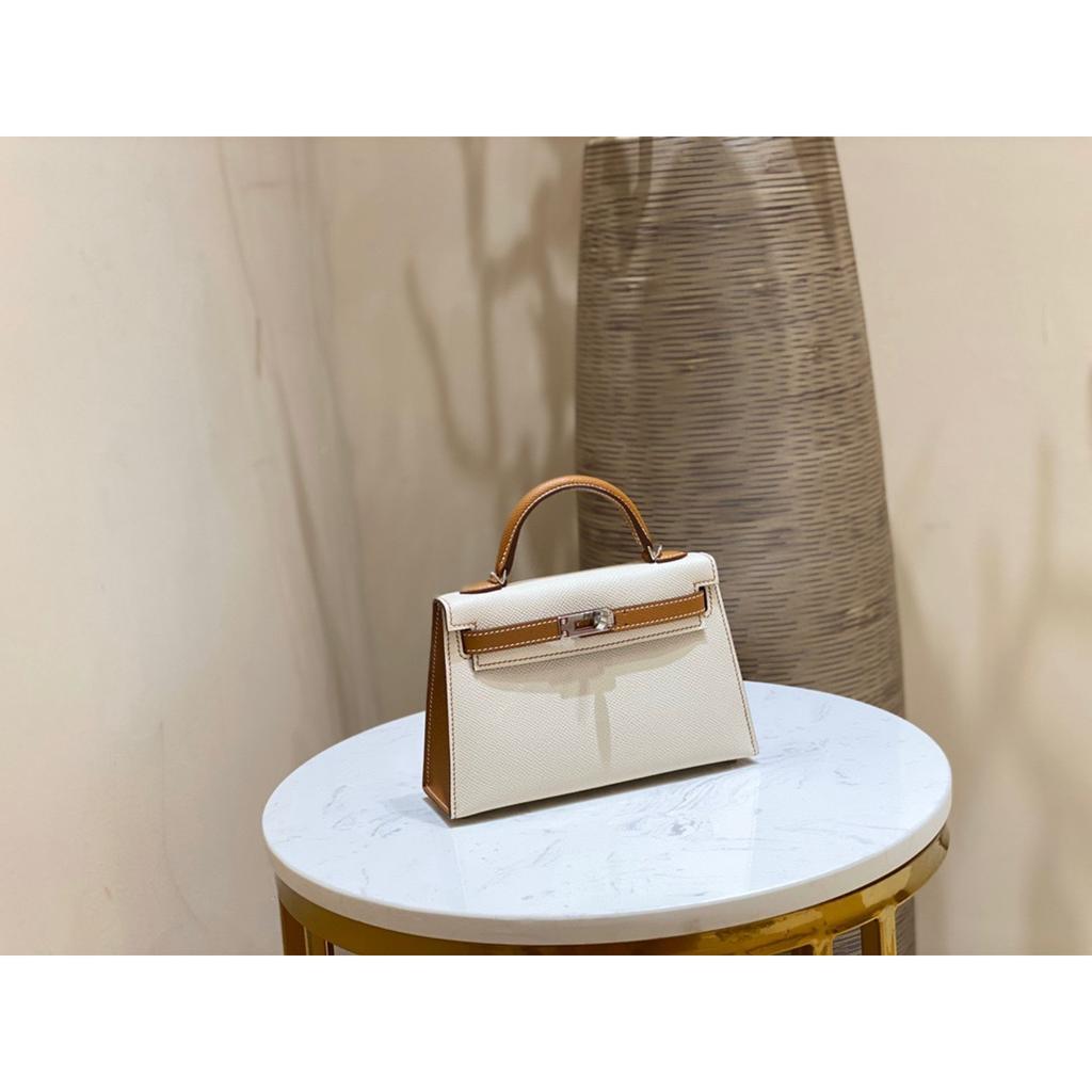 Haute Couture Palm Pattern KL Bag 25cm Second Generation Contrasting Color Half-hand Leather Shoulder Crossbody Bag Women's Mini