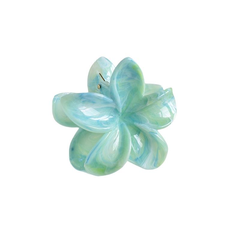 

Colorful frangipani clip Moire flower hair clip Vintage Hawaiian Marble shark clip