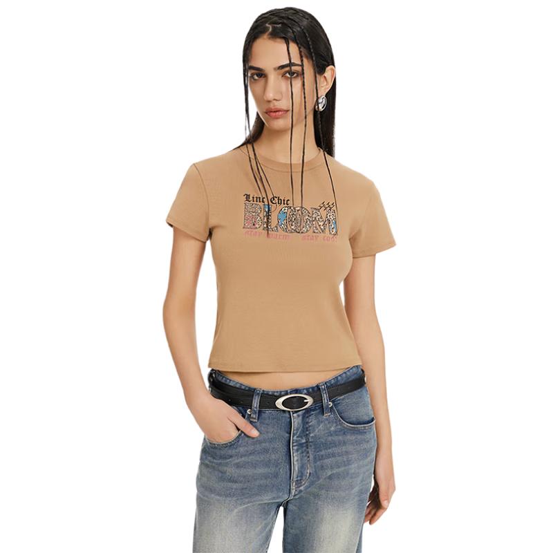 Women s 100% Cotton Ultra Short Slim Fit Round Neck T-Shirt M