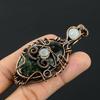 Seraphinite & Rainbow Moonstone Pendant, 999 Copper Wire Wrapped Gemstone Jewelry, Handmade Pendant, For Thanksgiving