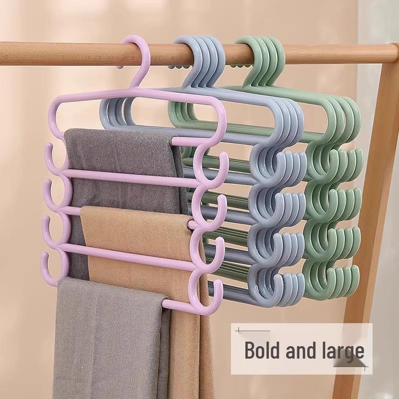Multilayer Pants & Clothes Hanger Rack with Clips | Space-Saving Wardrobe Organizer