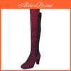 Elegant Women Boots Over Knee High Heel Stylish Winter Autumn Slip-on Lace-up Shoes