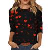 Women's Fashion Casual Round Neck 3/4 Sleeve Loose Printed T-Shirt Ladies Top