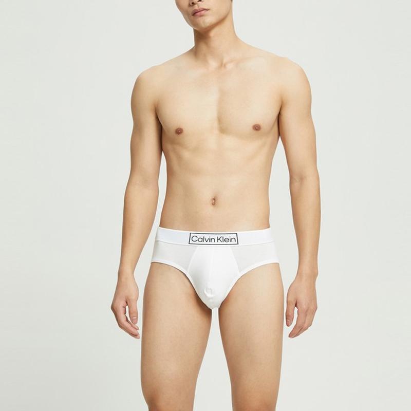 Calvin Klein CK Logo Jacquard Slips Herrenunterwäsche Weiß NB3082-100