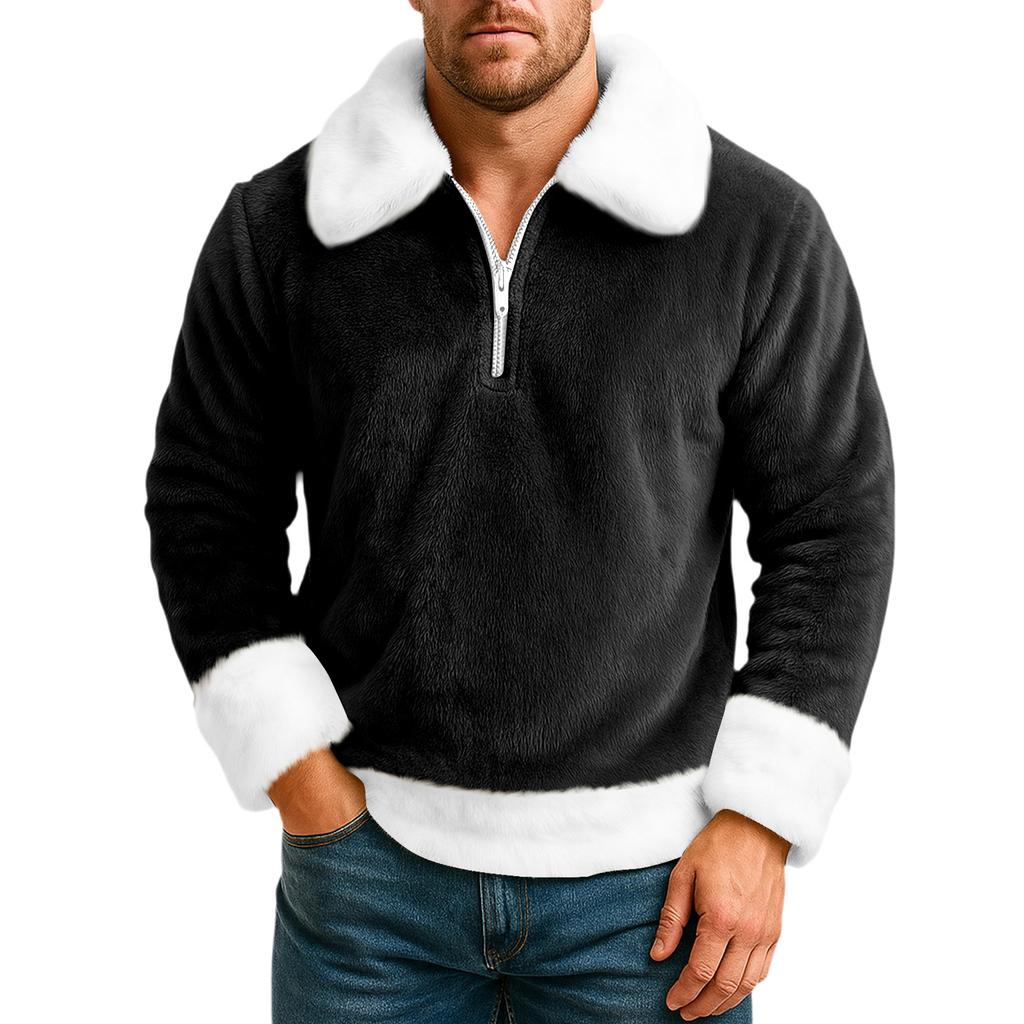 Men's Leisure Half Zipper Flip Collar Hoodie