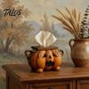 Cute Pumpkin Table Decor Halloween Tissue Box Holder, Resin Decorative Facial Funny Face Compact Case Cover for Home Office Kitchen Living Room