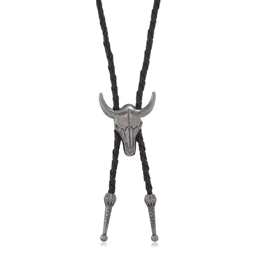 

Vintage Artistic Bolo Tie Turquoise Inlaid Antique Silver Retro Tie Round Disc Personality Vintage Turquoise Pendant