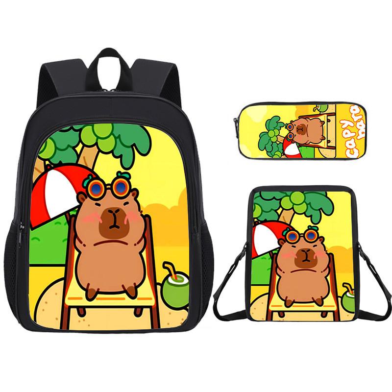 Capybara Kids Backpack And Pen Case With Lightweight Design For School And Day Trips