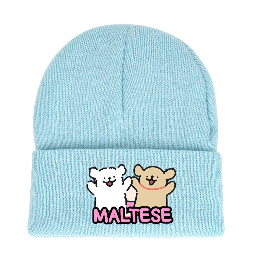 Winter Maltese Knit Hat With Printed Design For Men Women Casual Weather Cold
