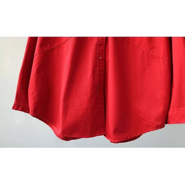 Solid Color Cotton and Linen Shirt Top for Women Autumn Loose Linen Shirt Medium To Long Length Shirt