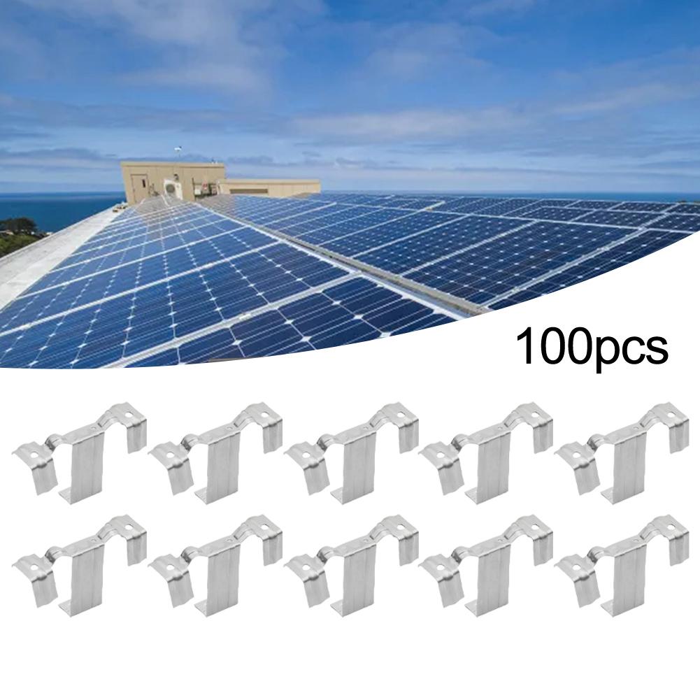 100 ks 30/35mm Svorky na odstraňování nečistot ze solárních panelů Klip na vedení vody pro solární panely Vedení vody Nerezová přezka pro odvodnění