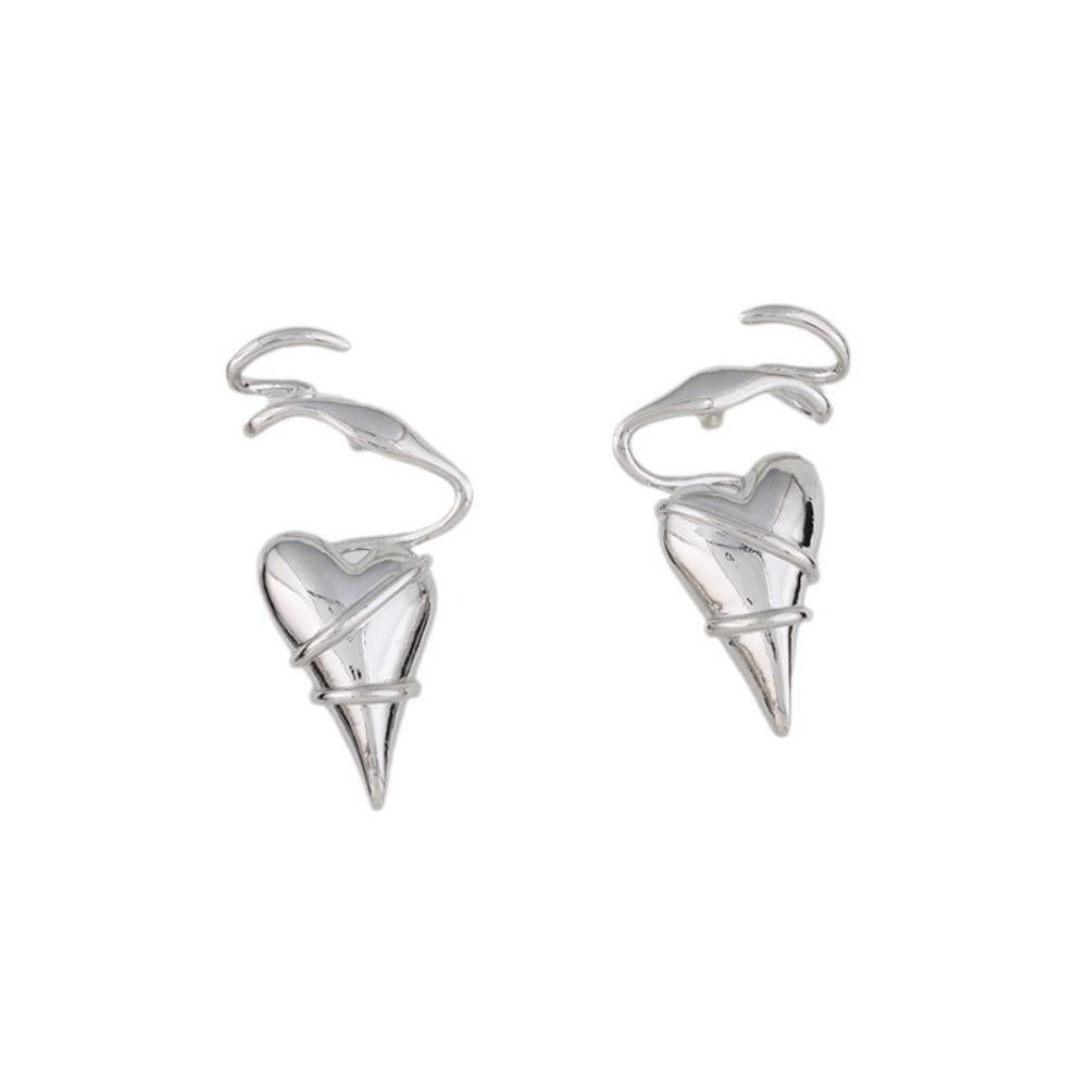 Twined Metal Eardrop Irregular Exaggerated Earrings Temperament Heart Earrings  Party