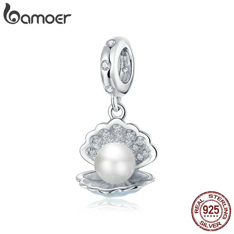 

bamoer Authentic 925 Silver Pearl in Shell Pendant Charm for Original Silver Bracelet or Necklace Silver Jewelry BSC242 China Mainland