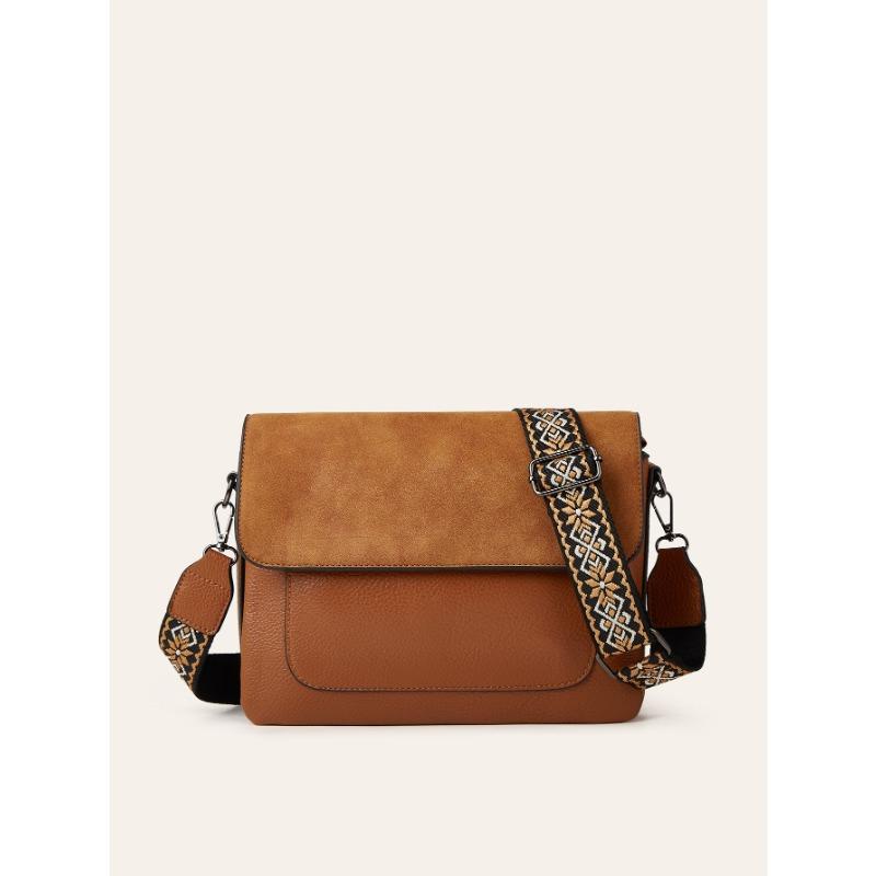 

Autumn and Winter Retro Messenger Bag Niche Wide Shoulder Strap Single Shoulder Bag Crossbody Small Square Bag светло-коричневого