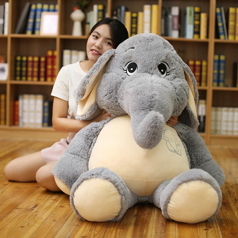 Giant Plush Elephant Toys Grey Stuffed Big Flappy Ears Long Plush Elephant Animal Toys for Christmas Gift