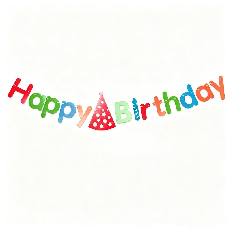 Complete Happy Birthday Decor Kit Colorful Letter Banner Hat Garland for Baby Shower Birthday Party Decorations
