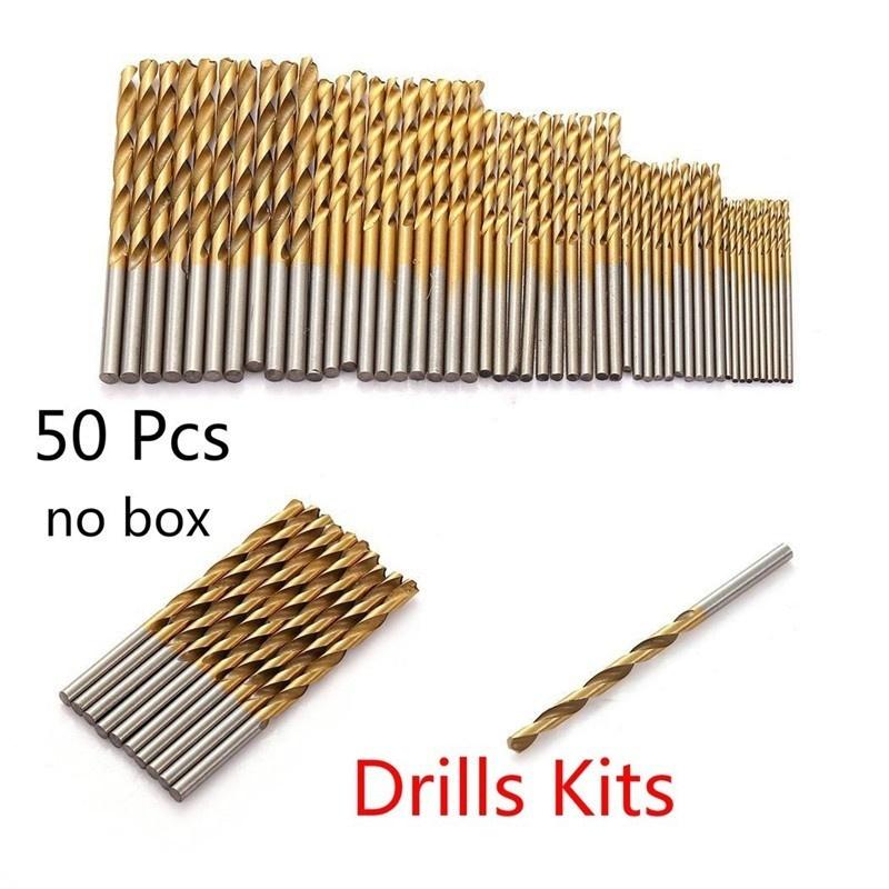 50pcs Drill Bit Set Titanium Coated HSS High Speed Steel Hex Shank Quick Change 50pcs Drill Bit Set Titanium Coated HSS High Speed Steel Hex Shank Quick Change