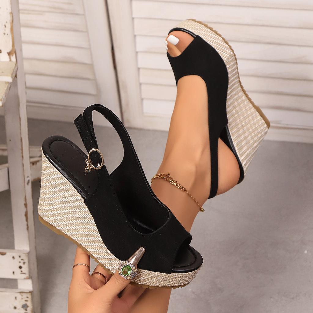 Fashion Summer 2025 New Fashionable Height-increasing and Wear-resistant Fish-mouth Sandals and Thick-soled Roman Sandals