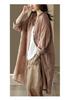 2026 Spring Women's Retro Cotton Linen Dark Pattern Mid-Length Cardigan Shirt