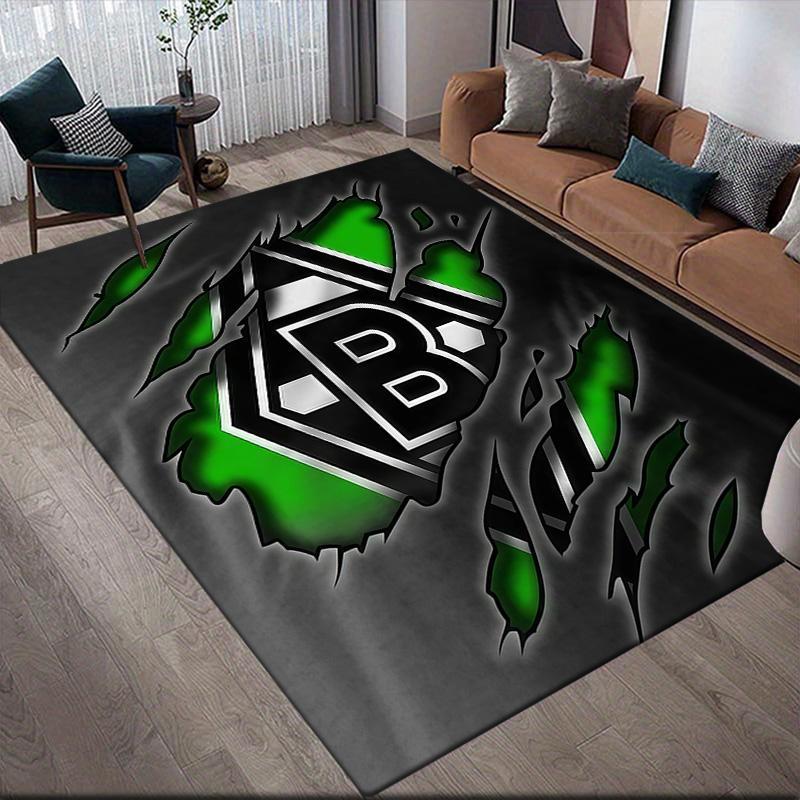 Borussia Mönchengladbach Flannel Pattern Square Carpet,Area Rug,Carpet Rug for Living Room Bedroom Sofa Playroom Decor,Non-slip Floor Mat