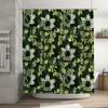 Luxury Floral Shower Curtain Green Yellow Waterproof Fabric Modern Bathroom Decor Set for Home Use
