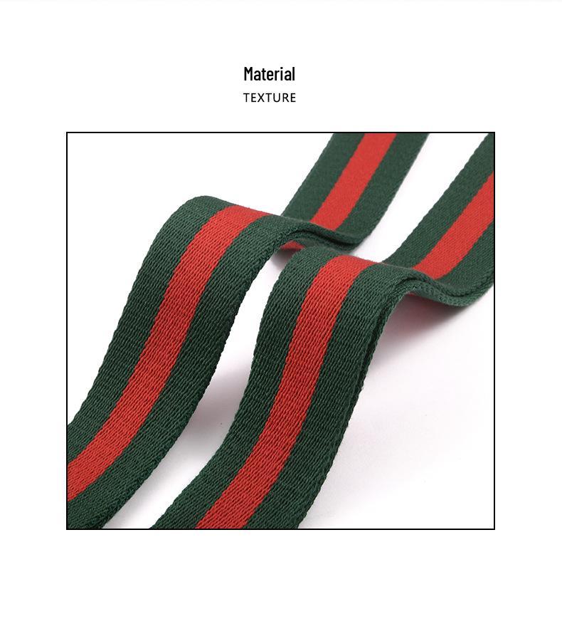 Adjustable 3.8CM Canvas Webbing Crossbody Strap in Green and Red - Single Purchase Replacement for G-Chi F-46 Bags